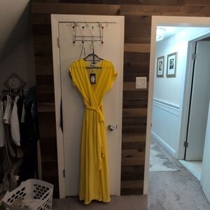 Vibrant Yellow Maxi Wrap Dress